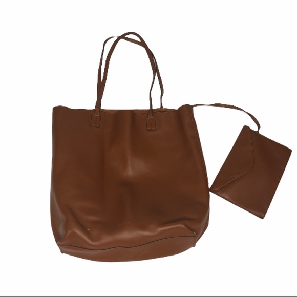 Last Chance Jil Sander Navy Brown Leather Tote Bag - Picture 4 of 14